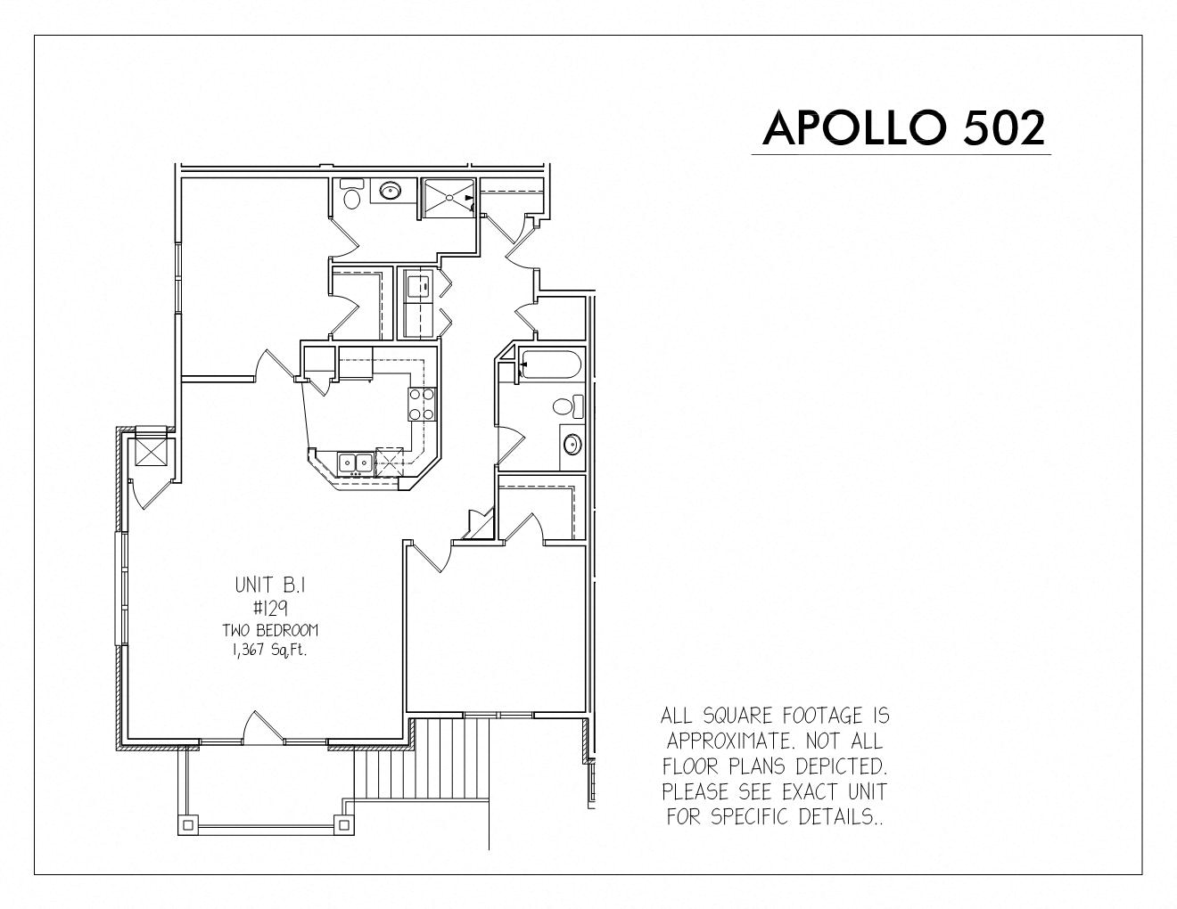 Floor plan for 2 beds, 2 baths, 1367 sqft